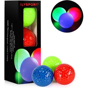Glow Golf Balls, Led Light Up Night Golf Balls Glow in The Dark