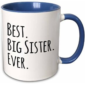 3dRose mug_151535_1 Best Big Sister Ever Gifts for Elder and Older Siblings Black Text Ceramic Mug, 11-Ounce