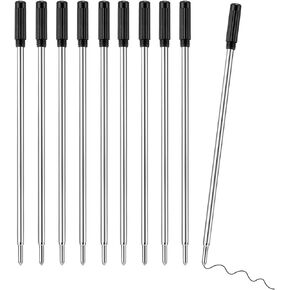 Black Ink Refill, Replaceable Ballpoint Pen Refills Compatible with Cross Ballpoint Pen, Medium Point Metal Refill 10-Pack