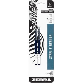 F-Series Ballpoint Stainless Steel Pen Refill, Medium Point, 1.0mm, 2-Count, Various Color