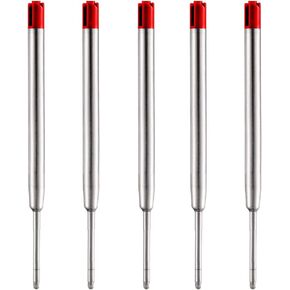 DunBong Black Ink Refill Pack of 5, Replaceable Ballpoint Pen Refills, Medium Point Metal Refill (Black)
