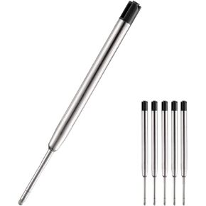 HeTaoCat Black Ink Refill Pack of 5, Replaceable Ballpoint Pen Refills, Medium Point Metal Refil (Black) in Kuwait