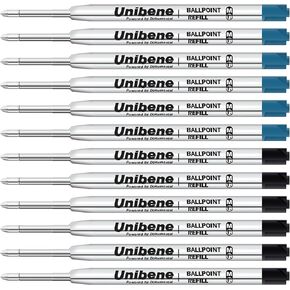 Unibene Parker Compatible Ballpoint Refills 12 Pack,1.0mm Medium Point-Black, Smooth Writing Replaceable German Ink Tactical Pen Refills for Parker Ballpoint/UZI Pen