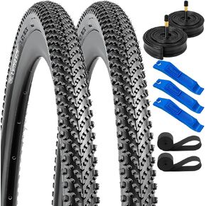 YUNSCM 700C Gravel Bike Tires 700x35C/35-622 60TPI and 700C Bike Tubes Schrader Valve with 2 Rim Strips Compatible with 700x35C 700x36C 700x37C 700x38C Bike Bicycle Tires and Tubes (W-3125)