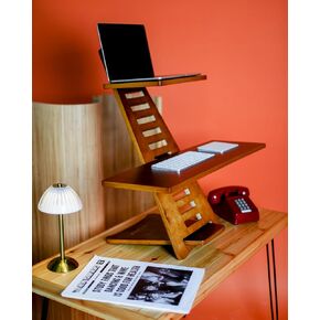 Sleekform Standing Desk Converter - Adjustable Height Sit Stand Workstation for Office and Home, Table Top Wood Portable