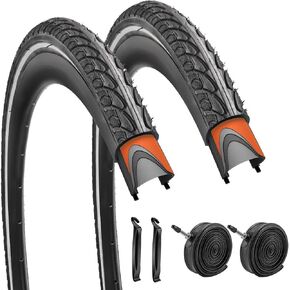 SIMEIQI 1 Pack or 2 Pack 700x35C Anti-Puncture Proof Layer Reflective Bike Tire with or Without Tubes with Presta Valves Road Bicycle Tires in Kuwait
