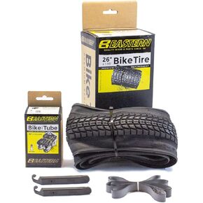 Eastern Bikes Premium Upgrade 26 x 1.95 Inch Tire and Tube Repair Kit with Inner Tubes & Tools. Fits Bicycles with 26 x 1.75 or 26 x 2.125 Rim or Wheels.