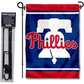 Philadelphia Phillies Liberty Bell Garden Flag and Flagpole Stand Holder