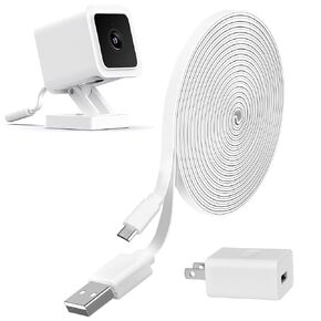 30FT Flat Power Extension Charging Cable with 5V 2A Adapter Compatible with Wyze Cam V3/V4/OG,WyzeCam, Wyze Cam Pan, Yi Camera,NestCam Indoor,Micro USB Charging Cord for Security Camera