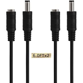 VCE 6FT 2.1 مم × 5.5 مم تيار مستمر كابل تمديد محول الطاقة ذكر إلى أنثى تيار مستمر سلك تمديد لكاميرا IP لاسلكية 12 فولت CCTV، LED، سيارة (عبوة من قطعتين) in Kuwait