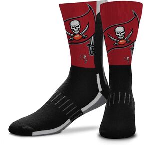 FBF NFL Youth V Curve Socks - Machine Washable - Poly-spandex blend - Perfect Fit and Durability for Active Young Athletes (Tampa Bay Buccaneers - Black)