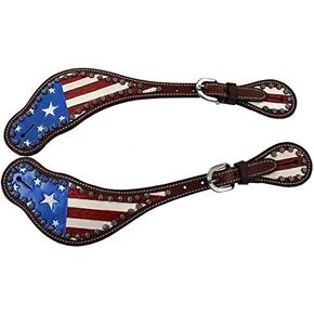 Tack Patriotic American Flag Leather Western Spur Straps - Men's