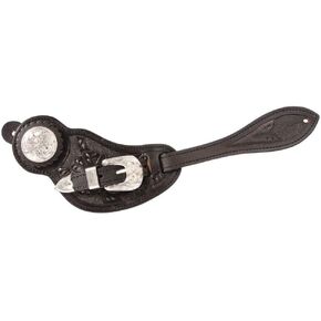 Shaped Silver Spur Straps Black