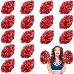 Hoteam 40 Pcs Cheerleading Pom Poms Bulk Metallic Foil Plastic Cheerleader Pom Poms Spirited Fun Poms with Baton Handle Cheer Costume Accessory for Party Football School Team Supplies