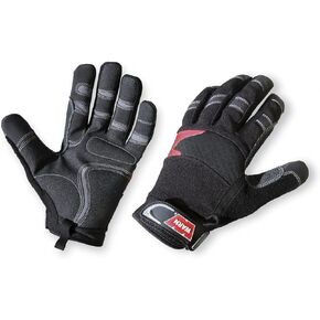 WARN 91650 Hand Protection: Synthetic Leather Winch Gloves with Kevlar Reinforcement, Large, Black, 1 Pair