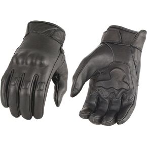 Milwaukee Leather MG7521 Men's Black Leather Gel Padded Palm Motorcycle Hand Gloves W/Rubberized Protective Knuckle