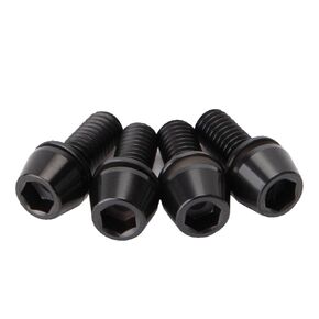 Water Bottle Cage Bolts with Washer, Black M5-0.8 x 12mm Titanium Bolt Tapered Socket Head for Bicycle Bottle Cage, Pack of 8