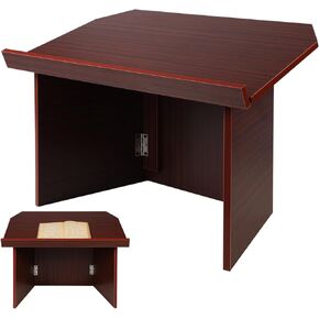 Foldable Tabletop Portable Podium Desktop Lectern Folding Classroom Presentation Podium Stand Teacher Speaker Desk Lectern Wood Computer Laptop Book Holder (Brick Red) in Kuwait
