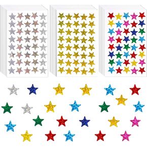 JANYUN 2240Pcs Metallic Glitter Foil Star Stickers Self-Adhesive Holographic Star Sticker Reward Labels for DIY Crafts Scrapbooking School Office Supplies (Star Style)