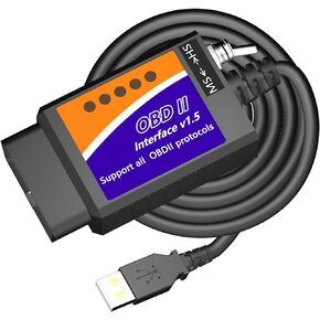 OBD2 to USB ELM327 Adapter Scanner Reader USB to OBD2 ELM 327 Scanner Adapter Reader OBDii ELM327 Interface Code Readers Diagnostic Scan Tools Cable for Ford GM and Other Vehicles Support Forscann