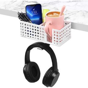 Desk Cup Holder, Clip on Cup Hook, Pen Holder Clamp Desk Organizer Pencil Holder Phone Holder Desk Storage for Office School Home (Black)