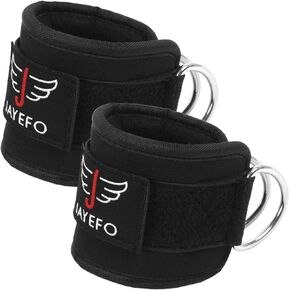 Jayefo Ankle Strap for Cable Machine - Ankle Cable Attachments for Gym and Working Out - Leg Kickback Ankle Strap and Wrap for Cable Machine - Standard Size - Black