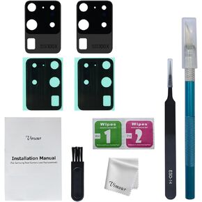 2 Pieces OEM Rear Camera Glass Lens Replacement for Samsung Galaxy S20 Ultra with Pre-Installed Adhesive and Repair Toolkit in Kuwait