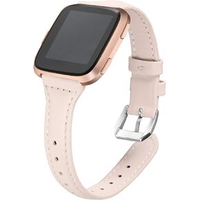 bayite Bands Compatible with Fitbit Versa 2 / Fitbit Versa Lite/Fitbit Versa, Slim Genuine Leather Band Replacement Accessories Strap Women