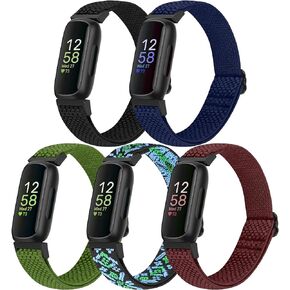 Compatible with Fitbit Inspire 3/Inpsire 2/Inspire/Inpsire HR/Ace 2/Ace 3 Bands, Elastic Adjustable Replacement Wristband Women Men Kids Stretchy Soft Sport Nylon Loop Straps