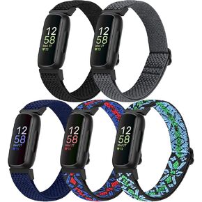 Compatible with Fitbit Inspire 3/Inpsire 2/Inspire/Inpsire HR/Ace 2/Ace 3 Bands, Elastic Adjustable Replacement Wristband Women Men Kids Stretchy Soft Sport Nylon Loop Straps