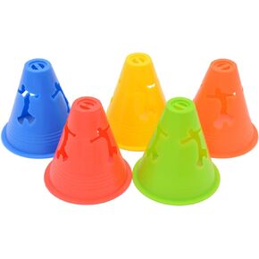 Famgee 3 Inch Plastic Windproof Slalom Cones Inline Roller Skating Cones Pile Cup Roadblocks Traffic Road Cones Set with Holes for Skate Practice Sport Training