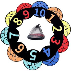 Basketball Spot Marker, Colorful Anti-Slip Rubber Sports Training Markers, 5 or 10-Pack, 9 Inches, with a Carrying Bag, Round Flat Number Dots, Teaching & Training Marker Field
