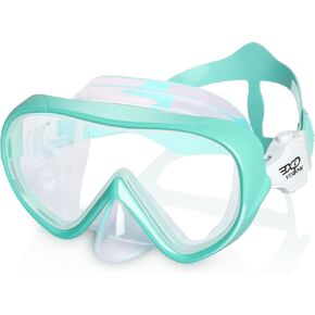 Kids Swim Mask 180° Snorkel Diving Mask, Anti-Fog Child Swim Goggles with Nose Cover No-Leak Swimming Goggles Anti-Shattered Lens for Youth 4-15