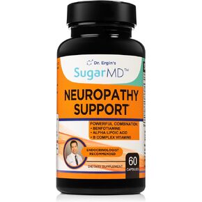 SugarMD Neuropathy Support Supplement – 60 Nerve Supplement Capsules with Alpha Lipoic Acid, Benfotiamine & Vitamin D3 B6 B12 - Nerve Support Supplement for Feet, Hands, Fingers & Legs - 30 Day Supply