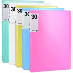 Smarpau Display Book Binder with Plastic Sleeves 5 Pack Presentation Book Art Portfolio Folder with Plastic Sleeves Sheet Protectors 8.5" x 11" for Document Artwork