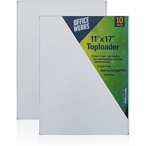 Performore 11" x 17" Heavy Duty Rigid Print Crystal-Clear Protectors Sheet Toploader Frame - Hold, Protect, Store, Display Photographs, Prints and Documents (10 Pack)