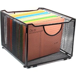 EasyPAG Mesh File Folder Organizer Letter Size Hanging File Foldable Organizer Storage Boxes,Black