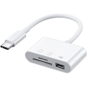 USB C SD Card Reader, USB C to Micro SD TF Memory Card Reader, 3-in-1 USB Camera Card Reader Adapter