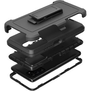 Compatible with Samsung Galaxy A03s Case, with Belt Clip Holster Heavy Duty Rugged Shockproof Full Body Protection Kickstand Cover for Samsung Galaxy A03s Phone (Black)
