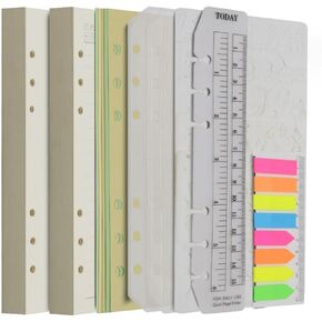 Wonderpool 320 Pages Blank/Lined A5 Refill Paper Inserts Binder Loose Leaf Paper, Dividers, Pocket, Neon Page Marker, Bookmark, Stencils for Refillable 6 Ring Binder Journal Notebook Diary Planner(A5)