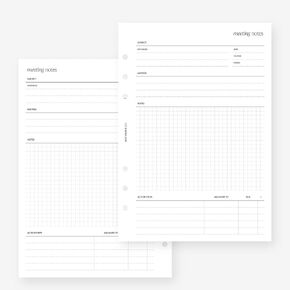 A5 Meeting Notes Planner Insert Agenda Refill for Filofax A5, Kikki K Large, LV GM sized 6 ring agendas, 5.8 x 8.3
