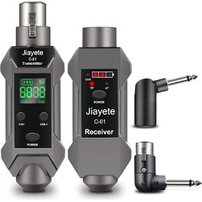 UHF Wireless XLR Transmitter and Receiver, Wireless Microphone Transmitters & Receivers, 16 Channels, 164Ft Range, Suitable for Guitar, Dynamic/Condenser Mic,Audio Mixer, Bass, Pa System