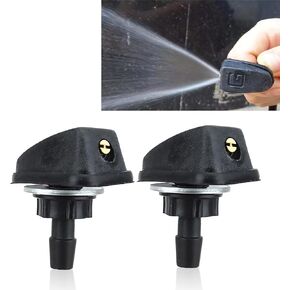 2 PCS Car Front Windshield Cleaning Nozzle, Wiper Fanshaped Water Nozzle Replacement, Water Outlet Hole Adjustable Spray Head for 0.31"/8mm Hole, Universal Cleaning Accessory for Car (Black)