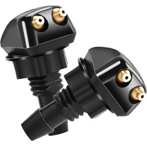 2 PCS Front Windshield Washer Nozzles, Windshield Washer Nozzle Replacement, Car Double-hole Wiper Washer Nozzle Kit, Fit for Most Cars Washer Spray Jet Kit (Black)