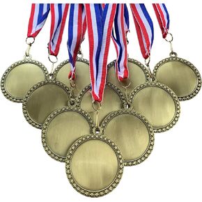 Express Medals Various 10 Pack Styles of Blank Award Medals with Neck Ribbons Trophy Award Prize Gift
