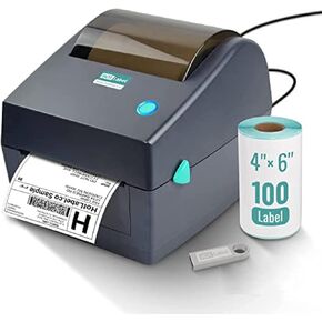 S8 Shipping Label Printer -100 4×6 Mailing Thermal Labels, USB Barcode Desktop Thermal Shipping Label Printer for UPS USPS FedEx Ebay Etsy Shopify Packages Postage Label Writer Windows Mac