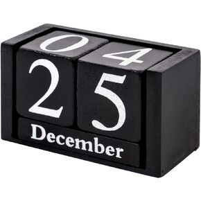 Notakia Perpetual Calendar Flip Wooden Calendar Blocks Vintage Wood Block Calendar for Home Office Desk Accessories Week Month Date Display (Flip Black)