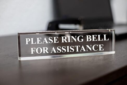 Please Ring Bell for Assistance 2" x 8" Clear Acrylic - Office Desk Accessories Décor in Kuwait