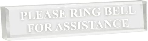 Please Ring Bell for Assistance 2" x 8" Clear Acrylic - Office Desk Accessories Décor in Kuwait