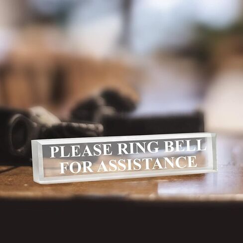 Please Ring Bell for Assistance 2" x 8" Clear Acrylic - Office Desk Accessories Décor in Kuwait